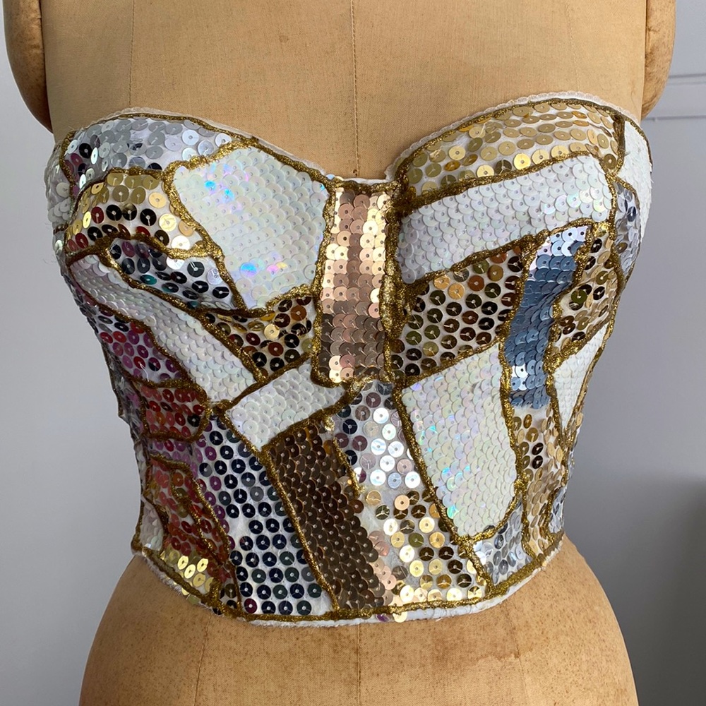 VTG Whittale & Shon Sequin Bustier Size L